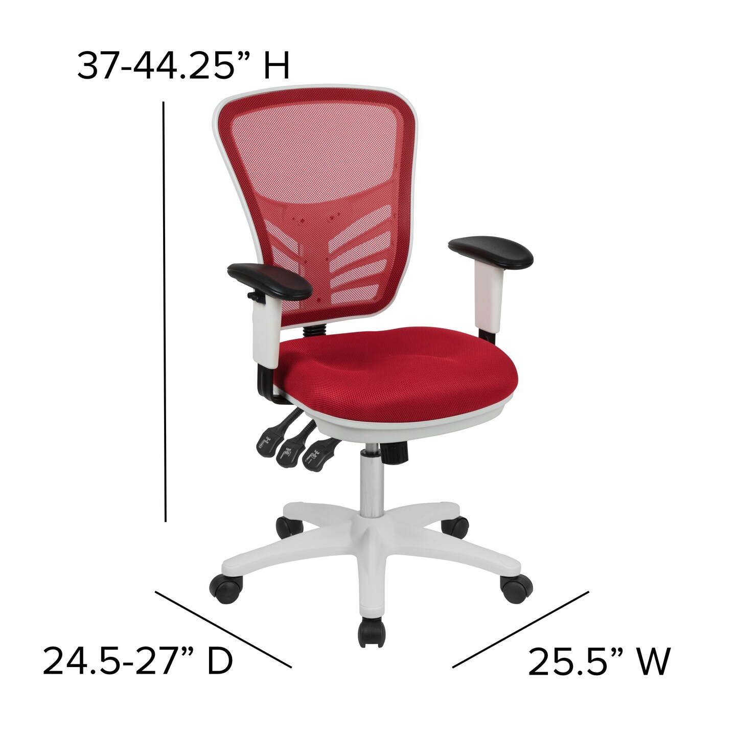 Emma and Oliver Mid-Back Mesh Triple Paddle Swivel Ergonomic Office Chair with Adjustable Arms
