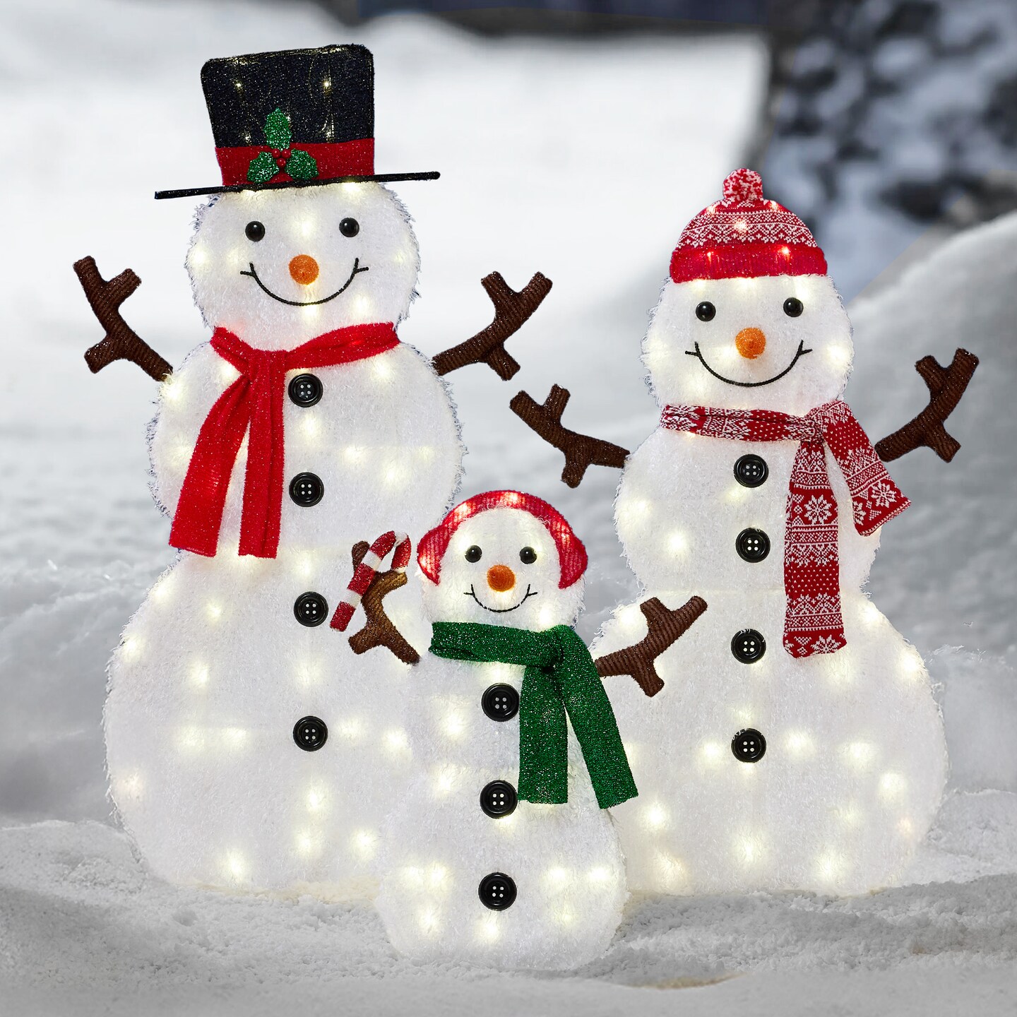 Best Choice Products 2D Lighted Snowman Family Set Outdoor Yard D&#xE9;cor w/ LED Lights