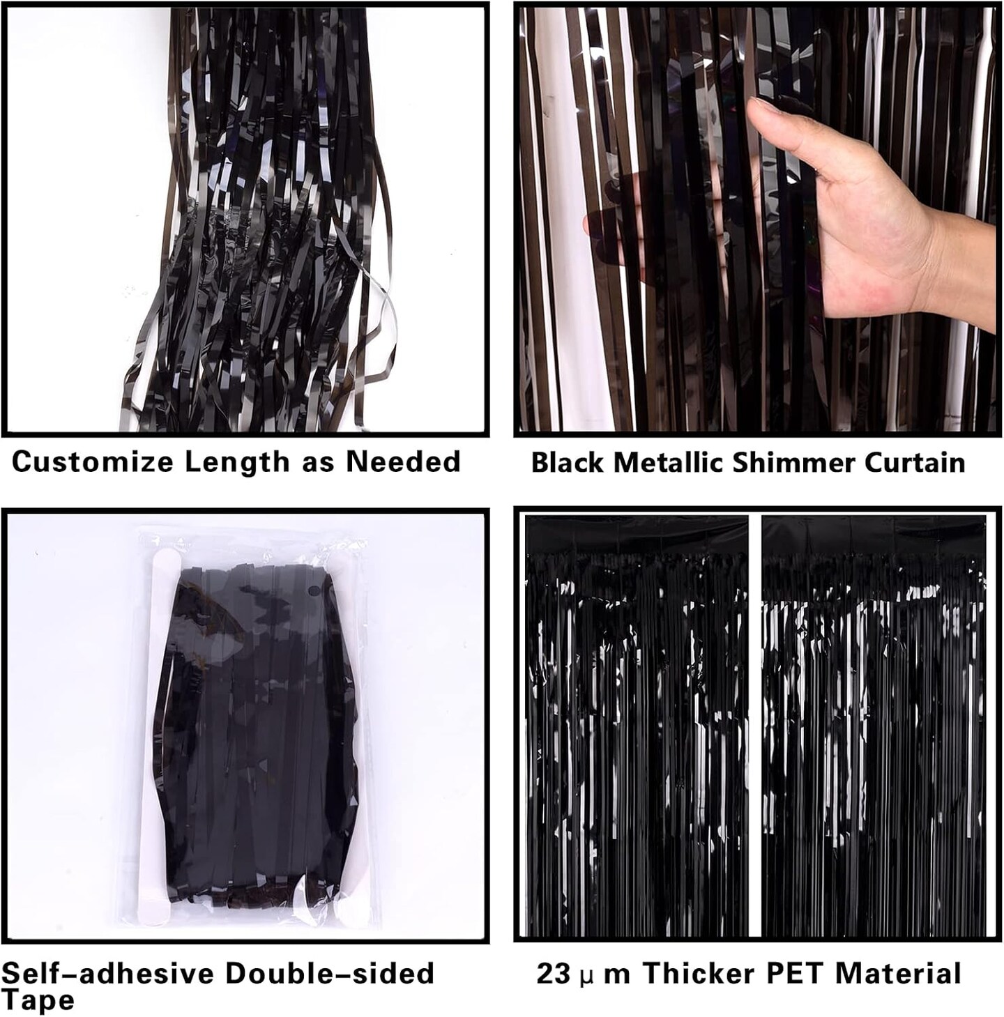 Black Tinsel Foil Fringe Curtains