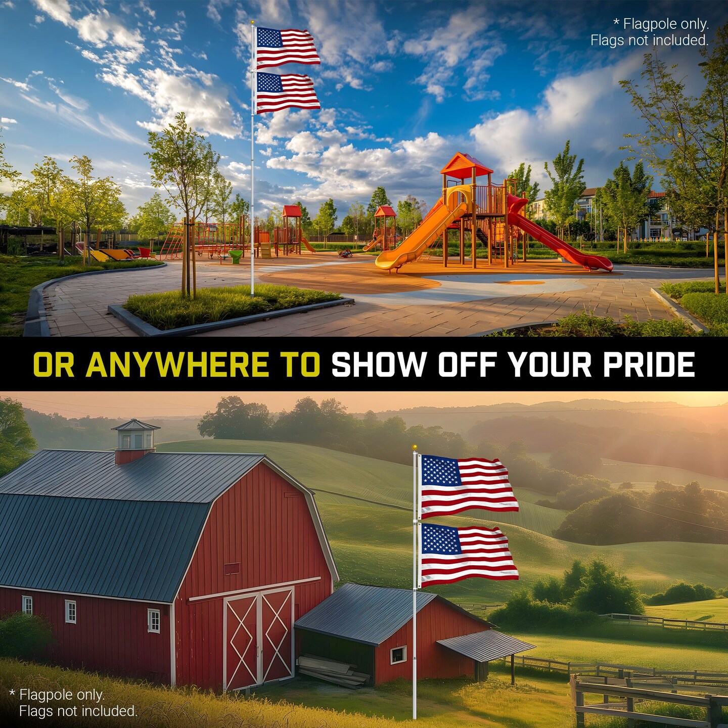 G128 20Ft Telescoping Aluminum Silver Flagpole | In Ground Heavy Duty Telescopic Flag Pole for Commercial/Residential Use | Flag NOT Included