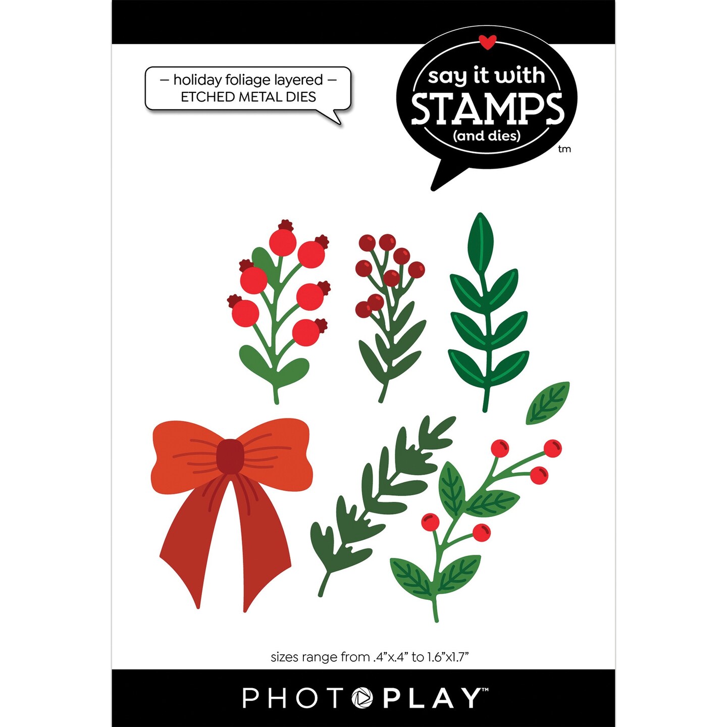PhotoPlay Say It With Stamps Layered Dies-Holiday Foliage