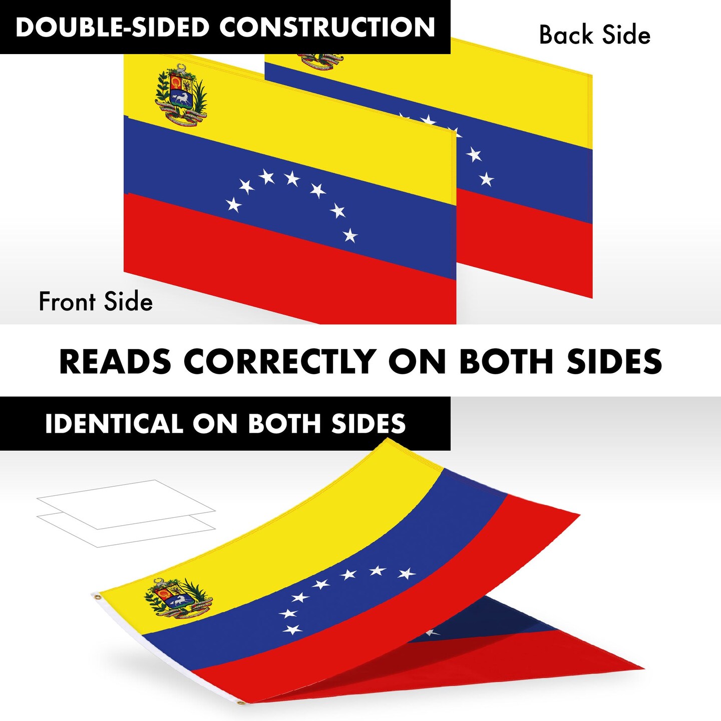 G128 Combo Pack: 6 Ft Tangle Free Aluminum Spinning Flagpole (Silver) &#x26; Venezuela 7 Stars Venezuelan Flag 3x5 Ft, ToughWeave Series Double Sided Embroidered 210D Polyester | Pole with Flag Included