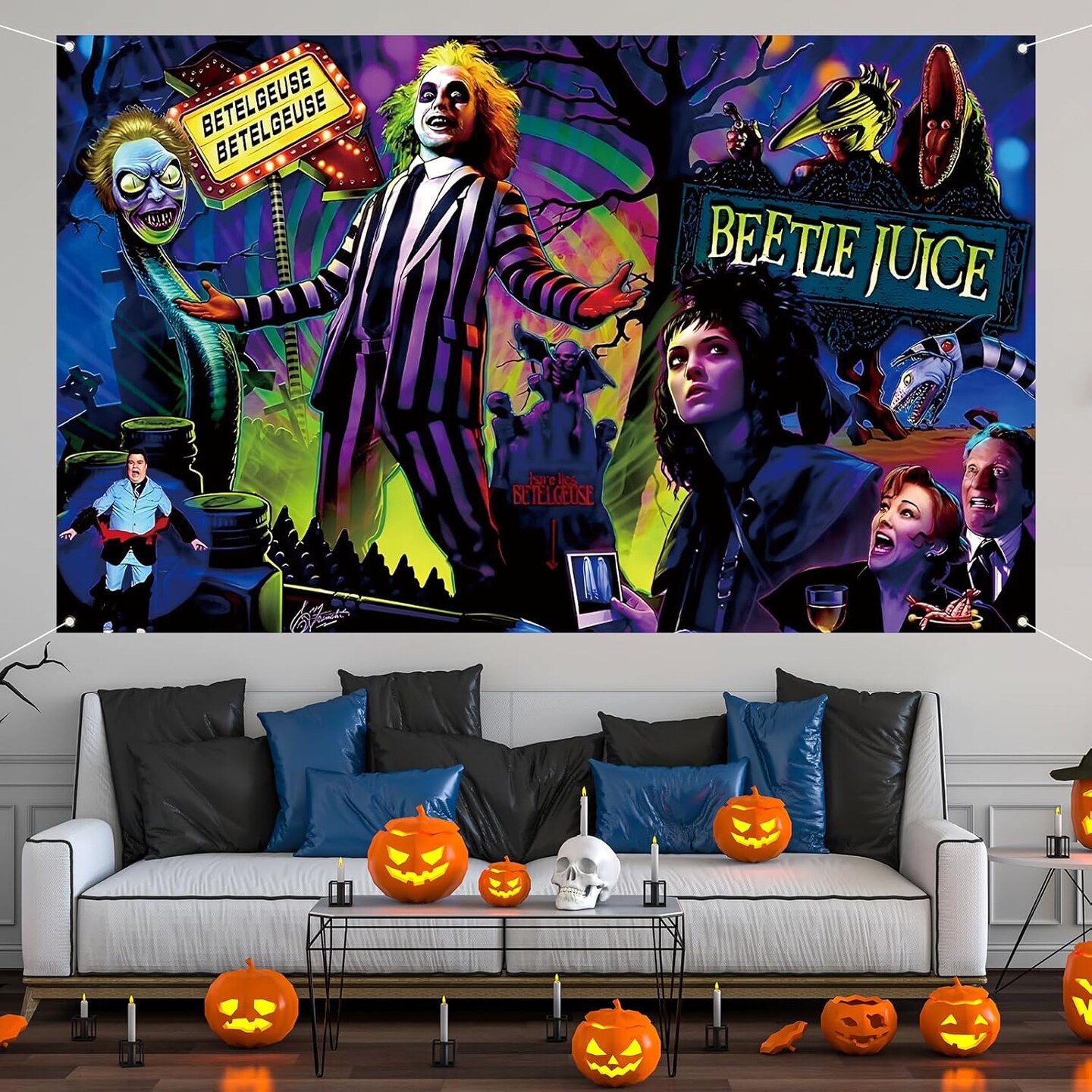Beetlejuice Banner Horror Party Decorations