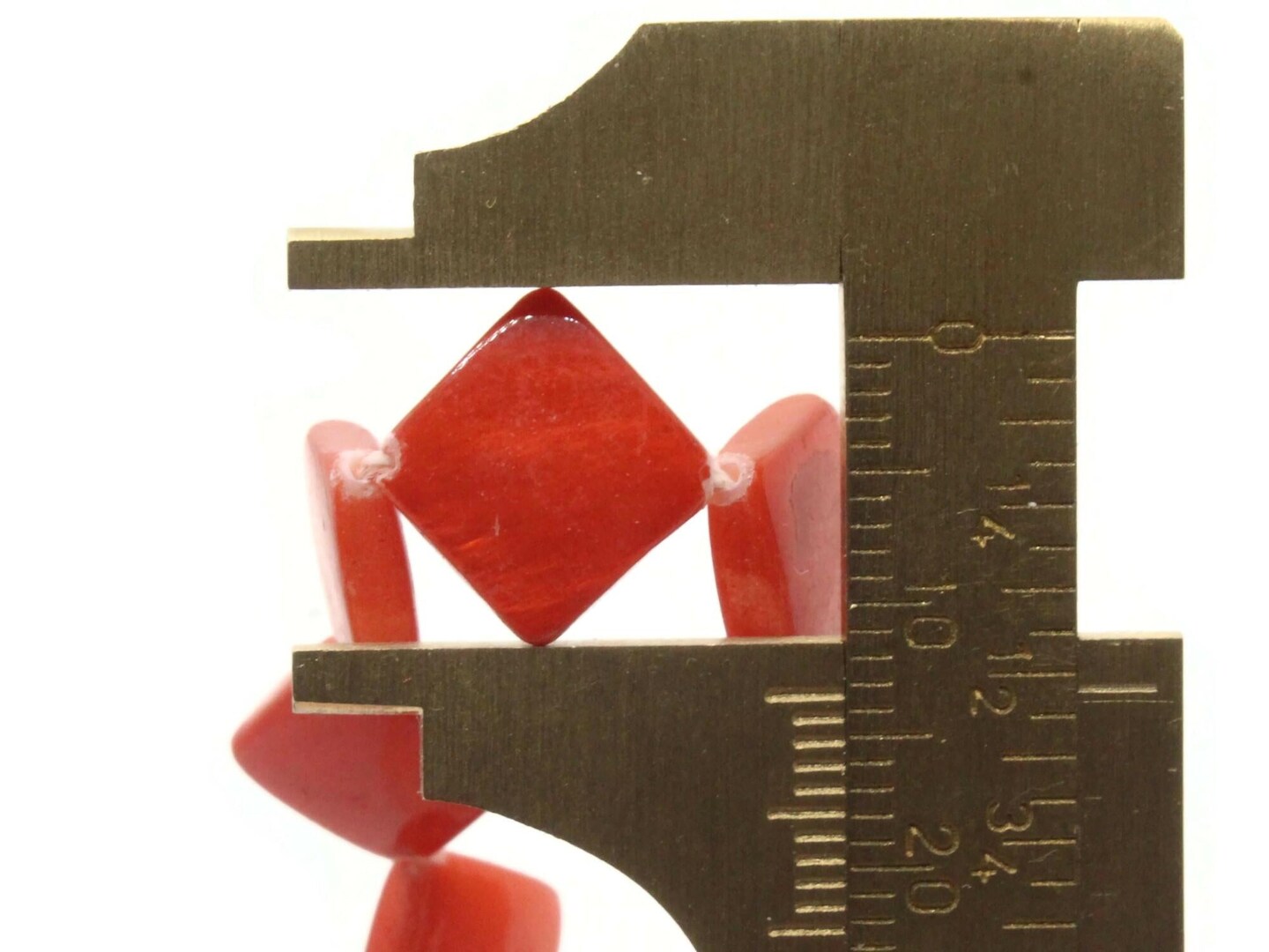 13mm Red Mother of Pearl Diamond Beads Full 15 Inch Strand