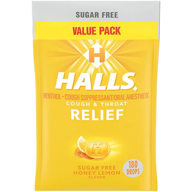 Halls Relief Honey Lemon Sugar-Free Cough Drops Value Pack 180 ct