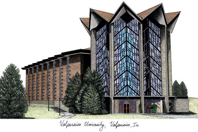 Valparaiso University 10w x 8h Manhattan Black Single Mat Gold Embossed Diploma Frame with Bonus Campus Images Lithograph (value savings at $59)