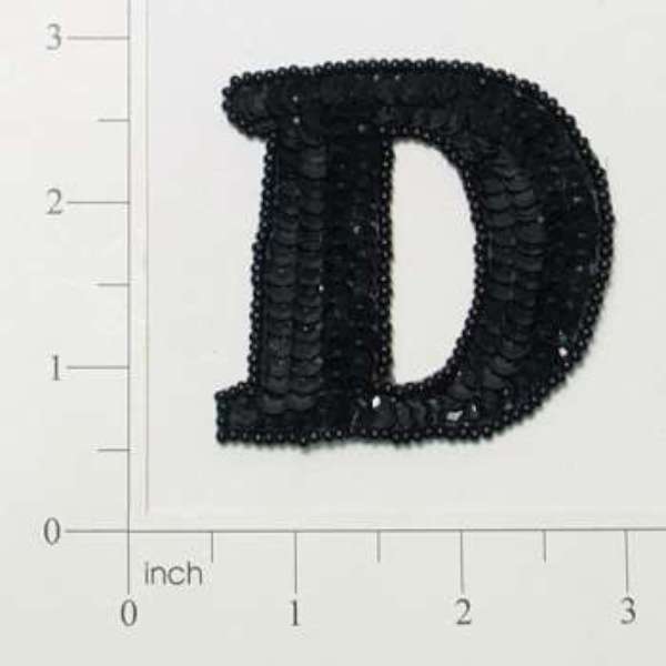 Pack of 3 Letter D Sequin Applique