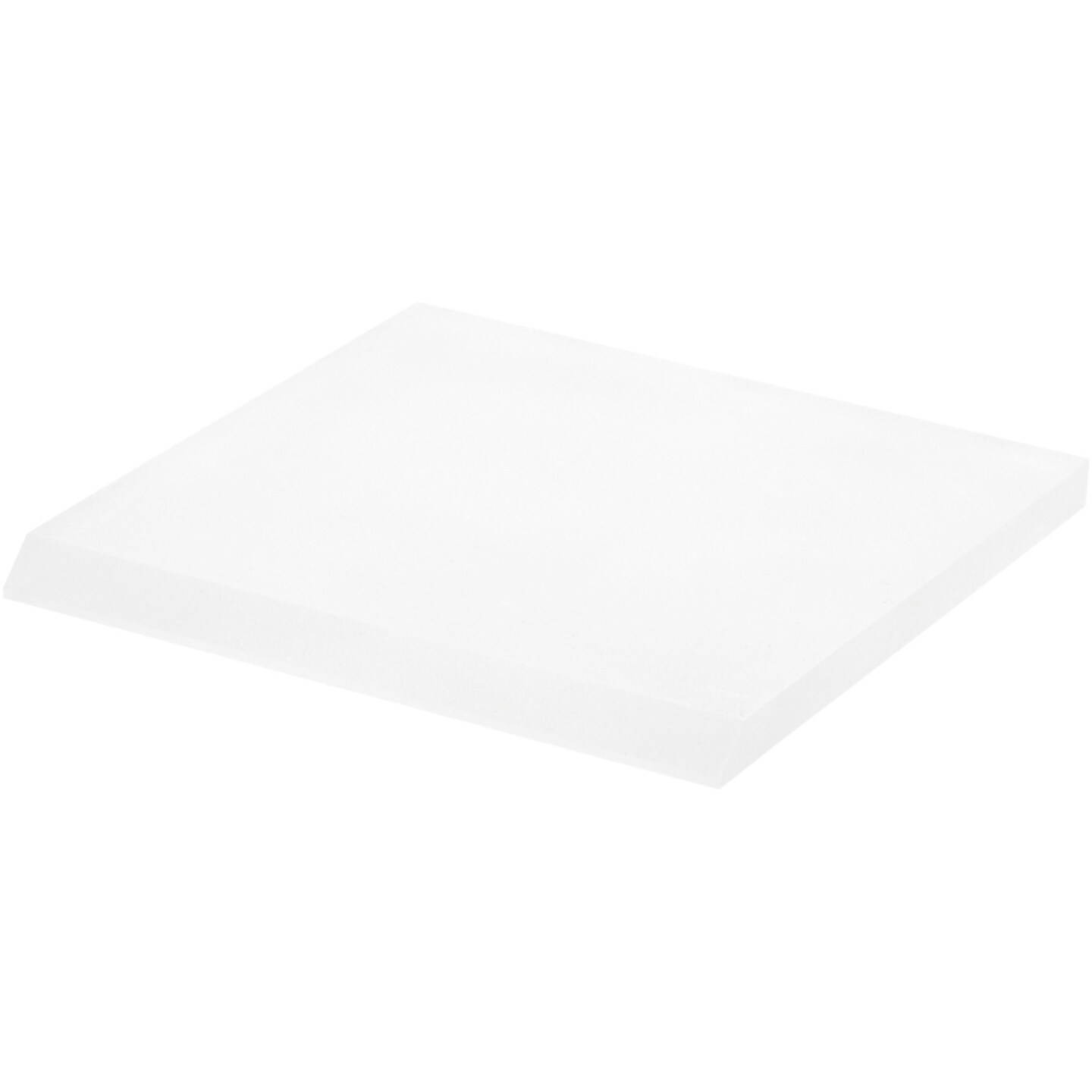 Plymor Frosted Acrylic Square Display Base (Angled-Front for Label), 5&#x22; W x 5&#x22; D x 0.375&#x22; H