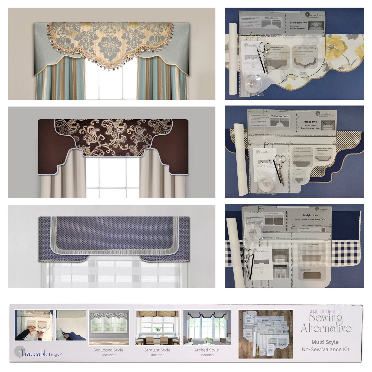 Multi-Style Cornice Valance Kit - Sewing Alternative for Custom Window Treatments