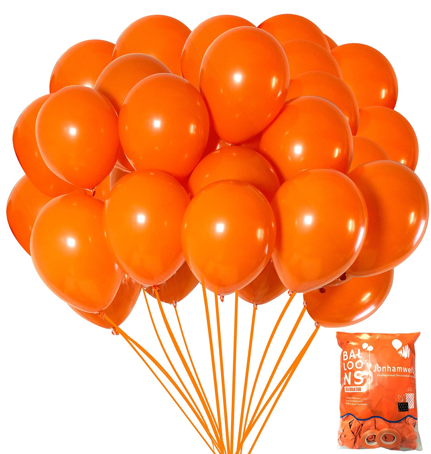 Jonhamwelbor Orange Balloons 12 inch 100 Pack Orange Latex Balloons