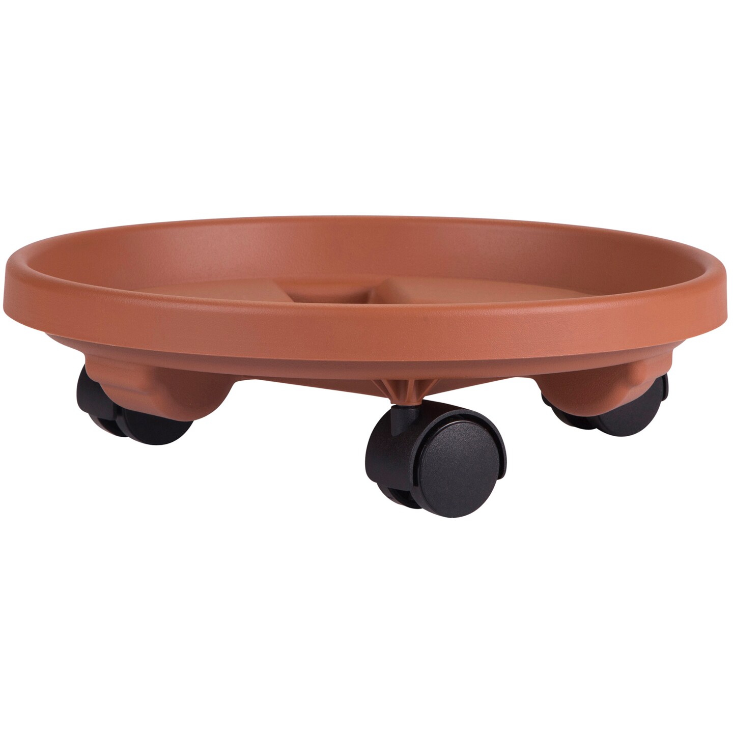 Bloem Round Planter Caddy With Wheels: 16&#x22; - Terra Cotta - Durable Plastic Dolly, 360 Degree Wheel Movement, For Indoor and Outdoor Use, Gardening, 125 lb Capacity