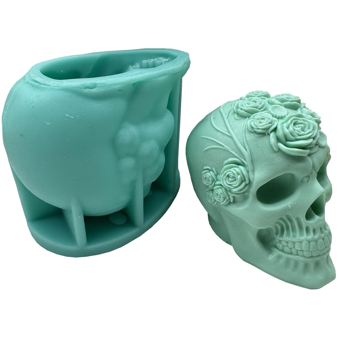 Flower Skull 3D Candle Wax Mold Halloween Decorations Silicone Molds  Resin Plaster Concrete Mould New Popular Candle molds