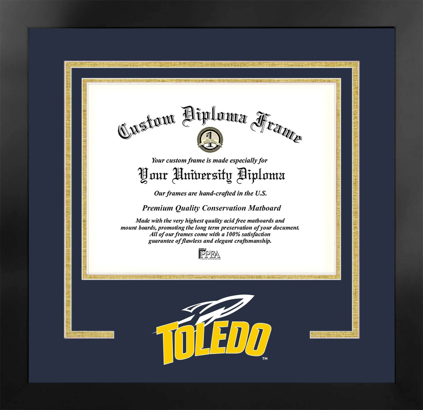 University of Toledo 10w x 8h Spirit Diploma Manhattan Black Frame with Bonus Campus Images Lithograph (value savings $59)