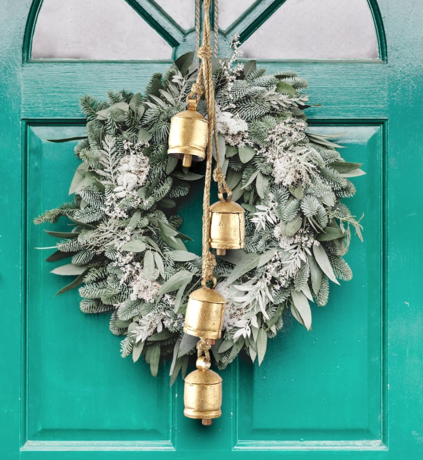 Shabby Chic Bells Rustic Hanging Jingle Christmas Tree Decor - Large Handmade Lucky Cow Bells Vintage Rustic Metal Tranquil Wind Chimes Solid Decorative Wall Hanging d&#xE9;cor Home Decor Gifts