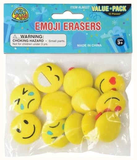 Emoji Erasers Include 12 Units