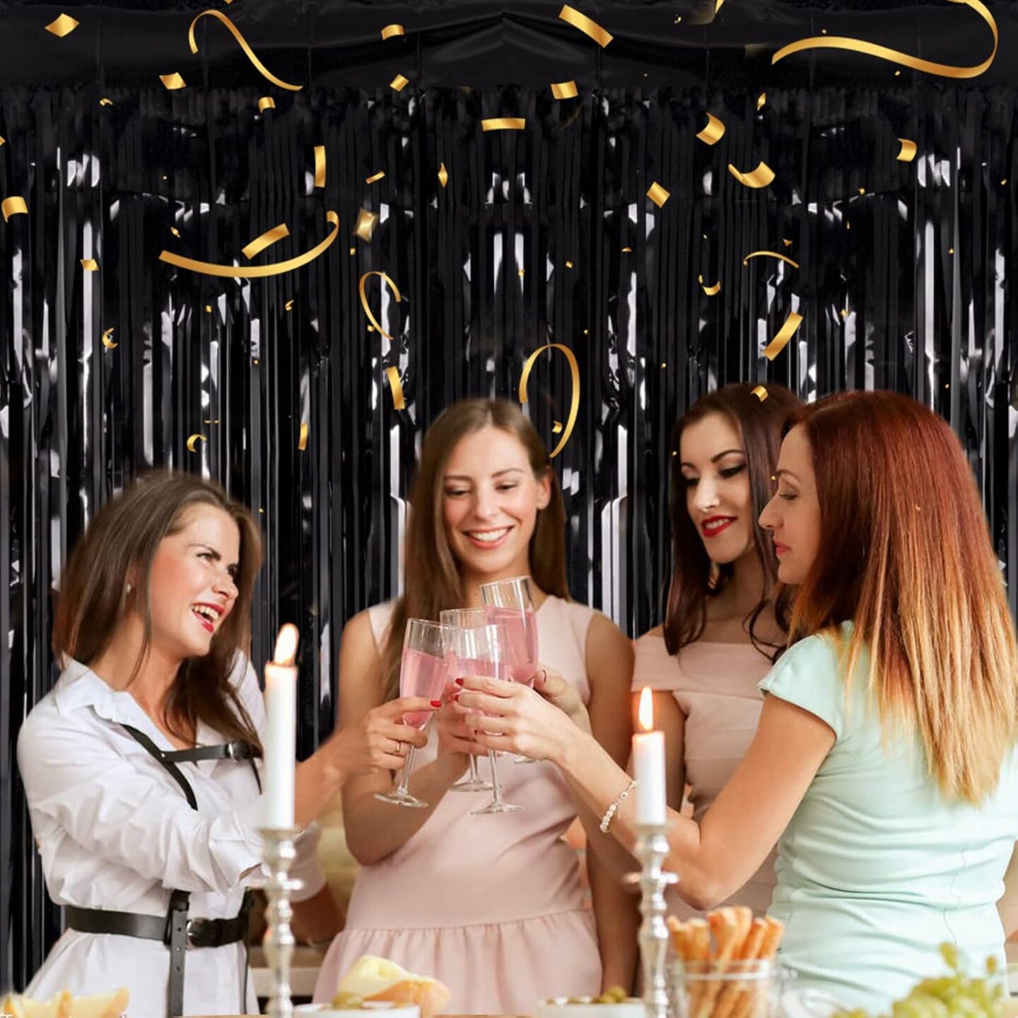 Black Tinsel Foil Fringe Curtains