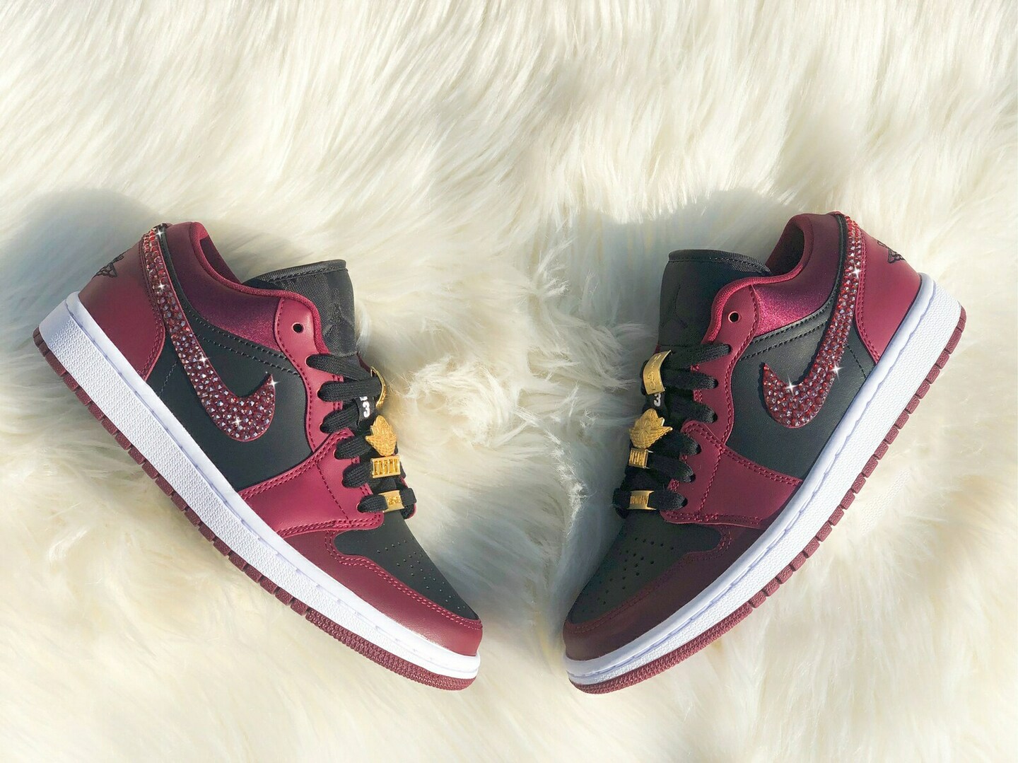 Swarovski Women's Nike Air Jordan Low Maroon Black Sneakers
