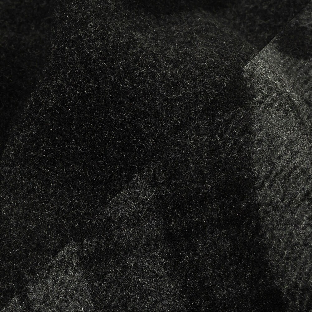 1 Yard Balenciaga Italian Black and Raven Tartan Cashmere and Wool Blend Double Cloth Coating 64’’ Width
