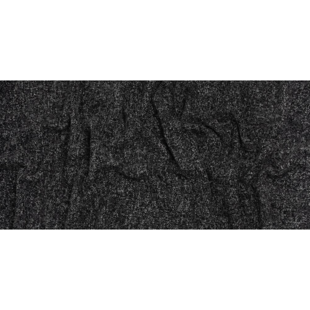1 Yard Plush Brushed Wool and Alpaca Boucle Coating Made in Italy - Black and White Heathered &#x2013; Deadstock 60&#x2019;&#x2019; Width