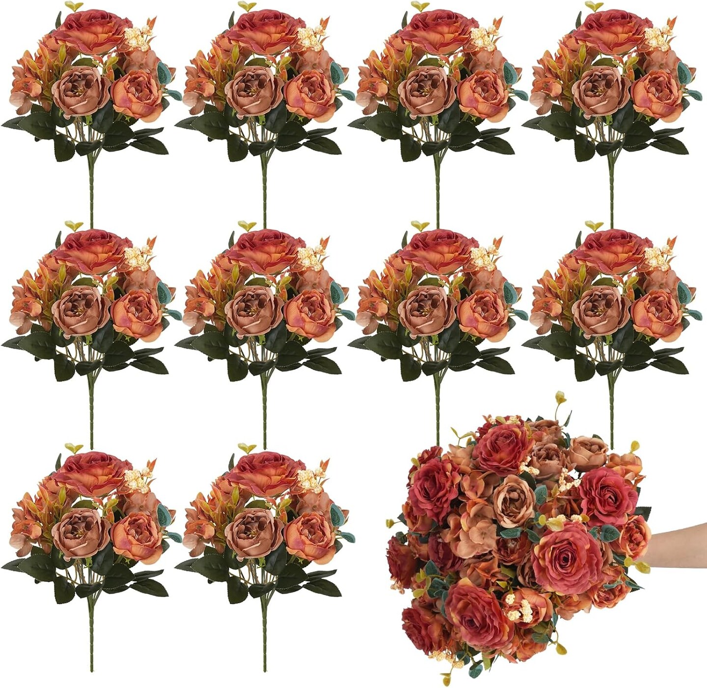 10 Bouquets Fall Flowers (Orange)