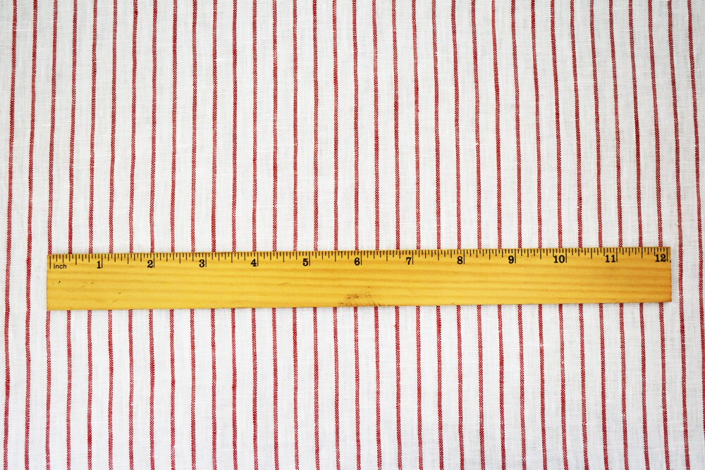 Red-White Spence Bryson Stripe Irish Linen Woven Fabric By the Yard