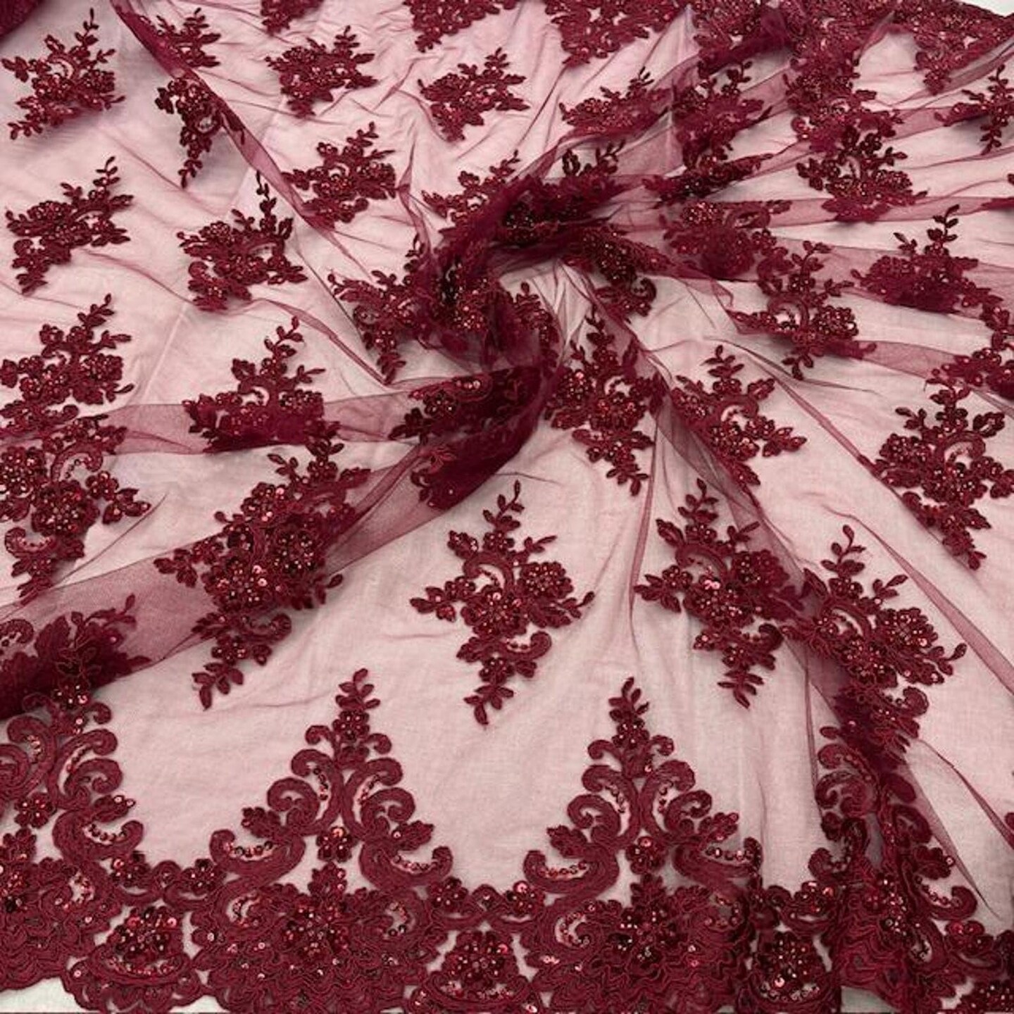 Luxury Beaded Embroidered Lace Fabric by the Yard 55" Wide | Bridal Luxury Beaded Embroidered Lace Fabric by the Yard 55" Wide | Bridal