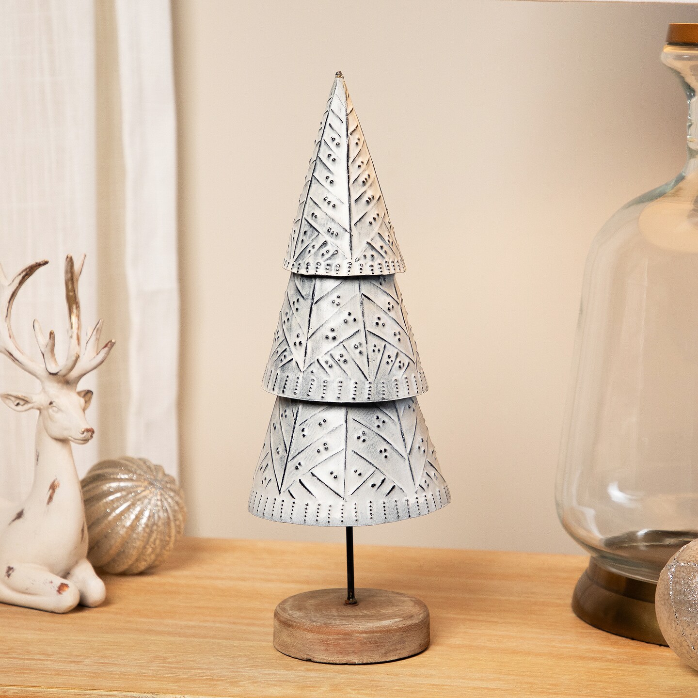 Northlight Winter Wonderland Metal Cone Christmas Tree Decoration - 13"