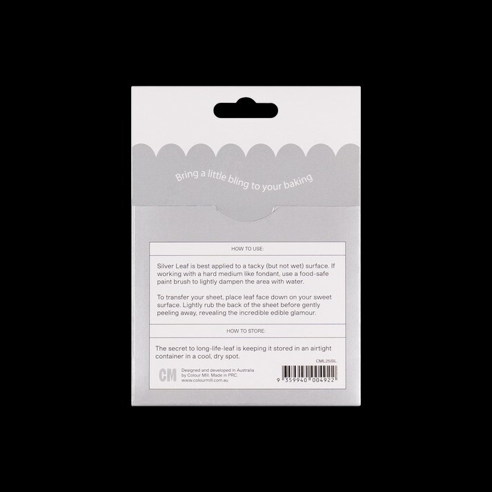 Pack of 5 Colour Mill Edible Silver Leaf Genuine Silver Transfer Sheets 8cm x 8cm