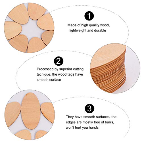 20pcs Unfinished Wood Cutouts - Oval &#x26; Round Shapes for DIY Crafts, Wedding, Christmas Ornaments &#x26; Gifts