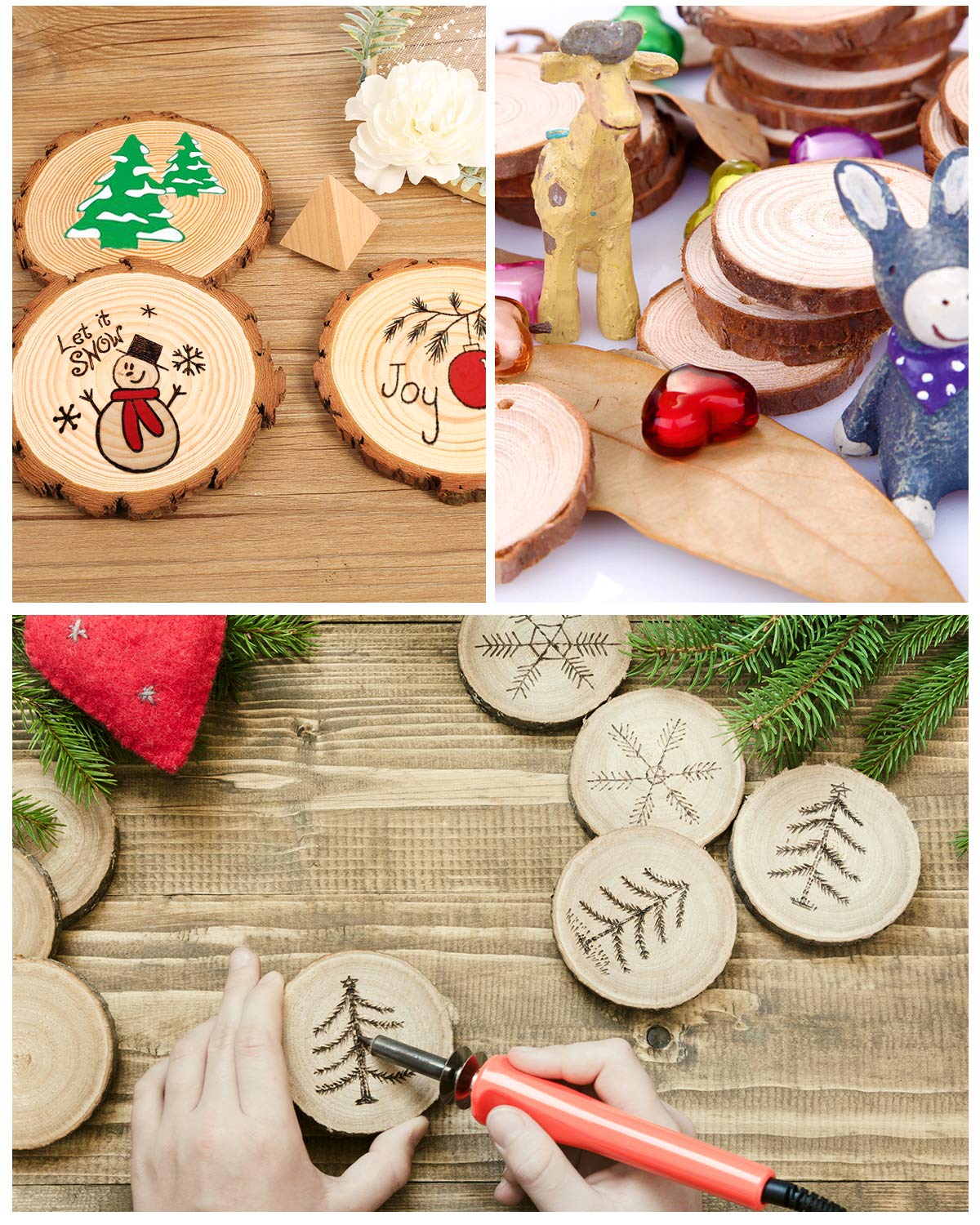 12 Pcs 5.1-5.5 Inch Wood Slices, Unfinished Wood Slice Ornaments for DIY Crafts Wedding Table Centerpieces Coasters for Arts Painting Craft