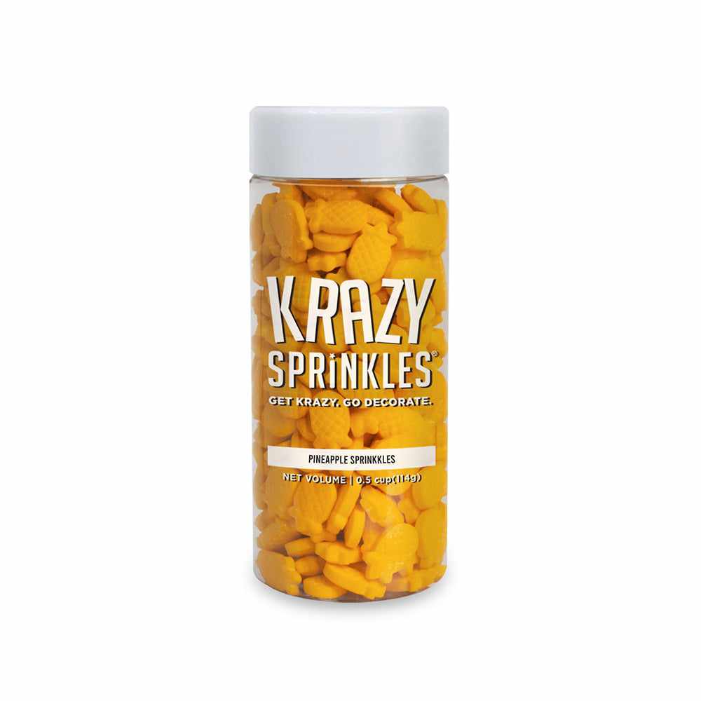 Krazy Sprinkles - Pineapples (1/2 Cup, 1x Jar) for Cakes, Ice Cream &#x26; Cookies