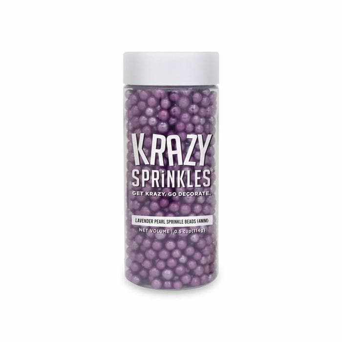 Krazy Sprinkles - Lavender Pearl 4mm Beads (1/2 Cup, 1x Jar) for Cakes, Ice Cream & Cookies