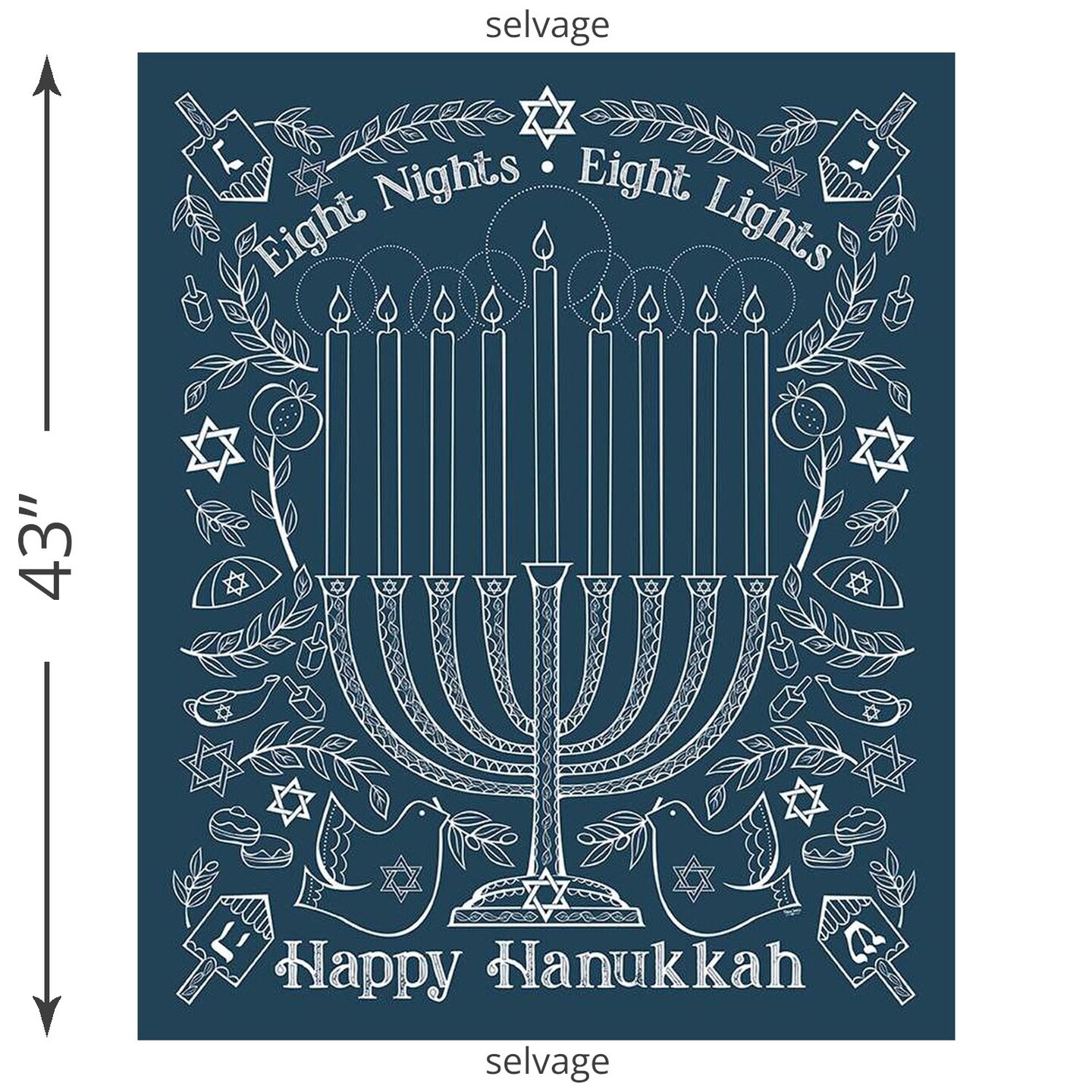 Happy Hanukkah Panel (p16424-panel) | 8 Nights, 8 Lights | Tara Reed | Riley Blake