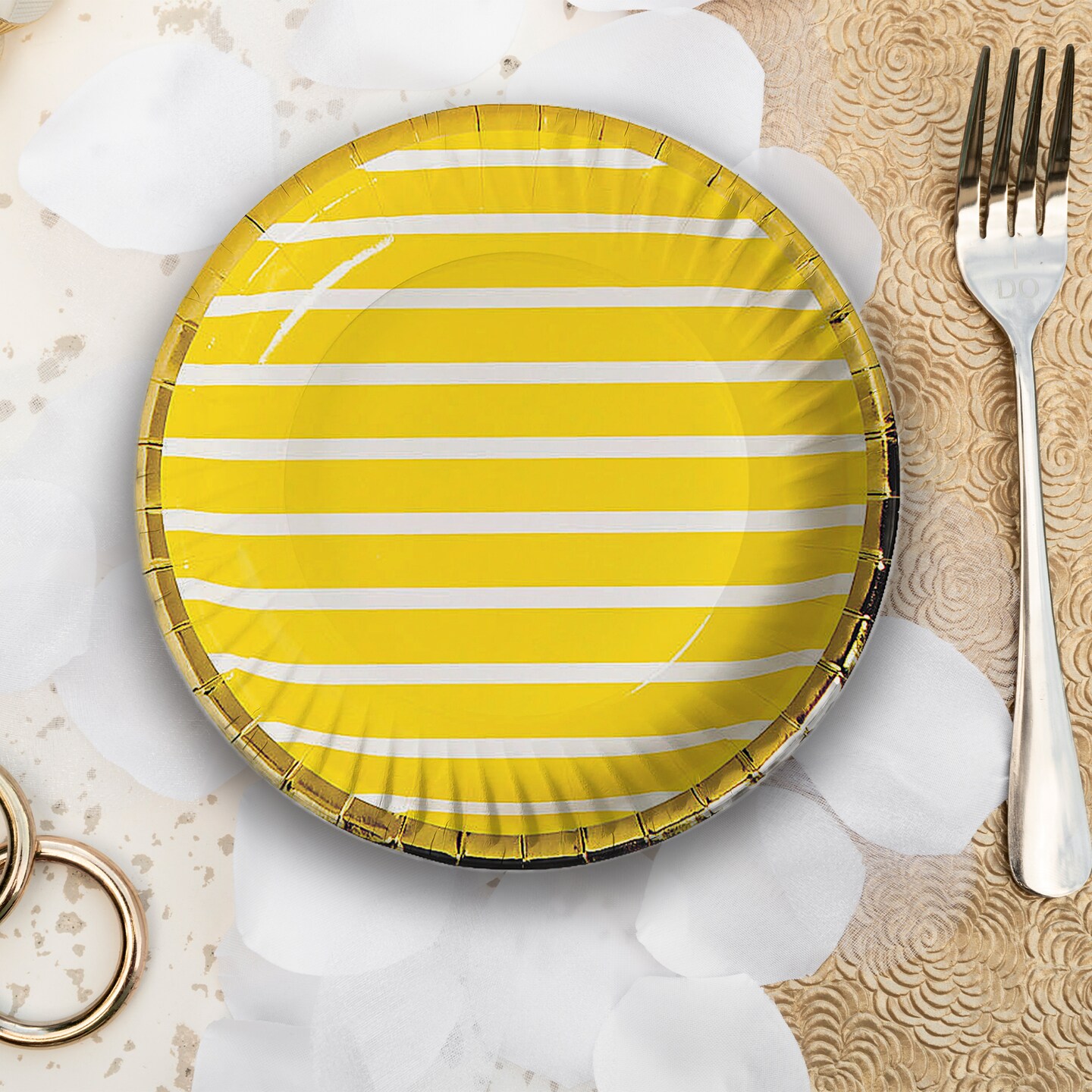 8 Ct.Elegant Gold Rim Pastel Paper Dessert Plates Spring & Easter Party Supplies 7"