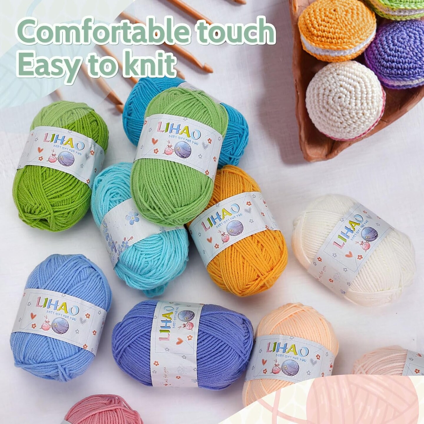 12pcs Acrylic Yarns - 4 Ply, 2500 Yards