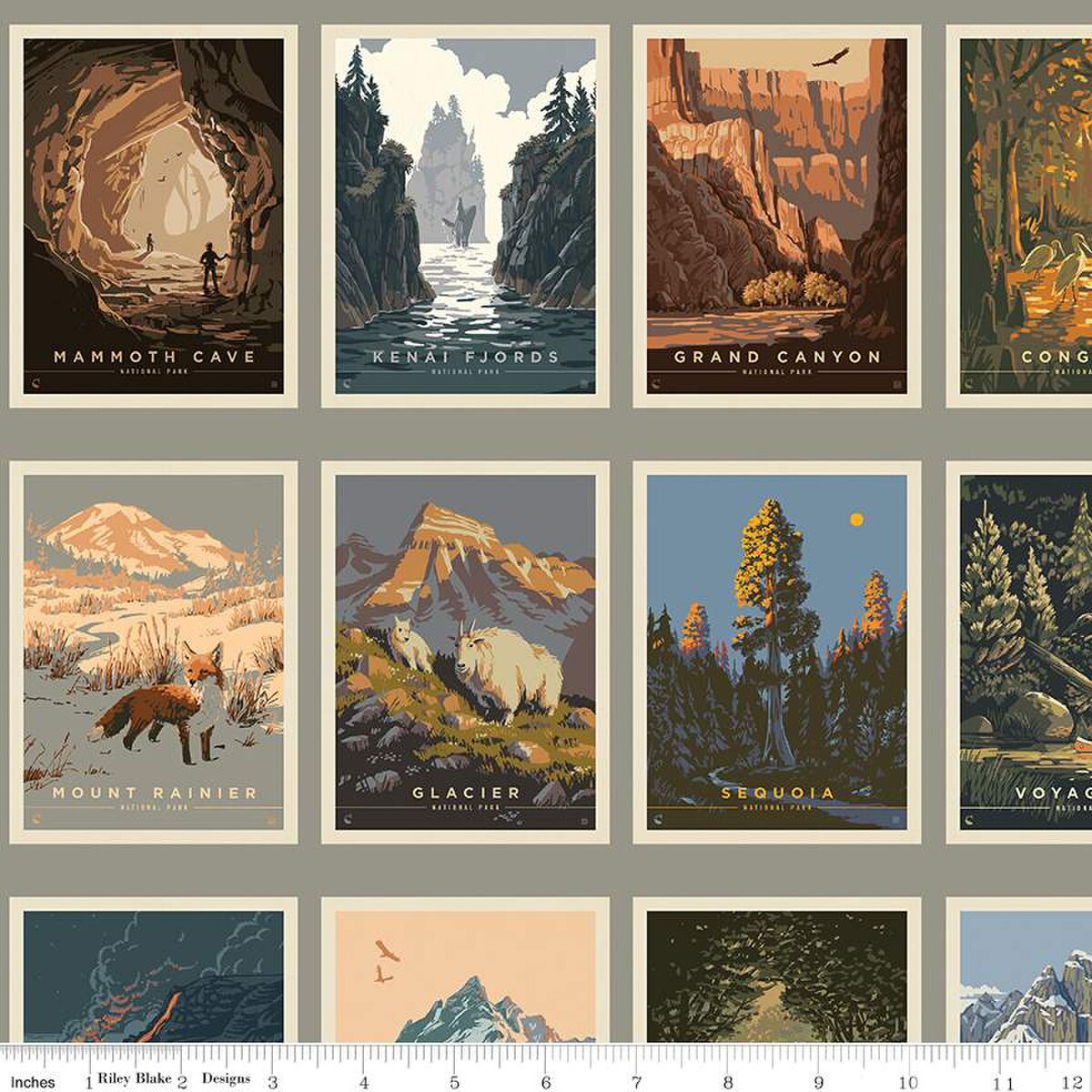 Postcards in Gray (2023) (cd13291-gray) | National Parks | Anderson Design Group | Riley Blake