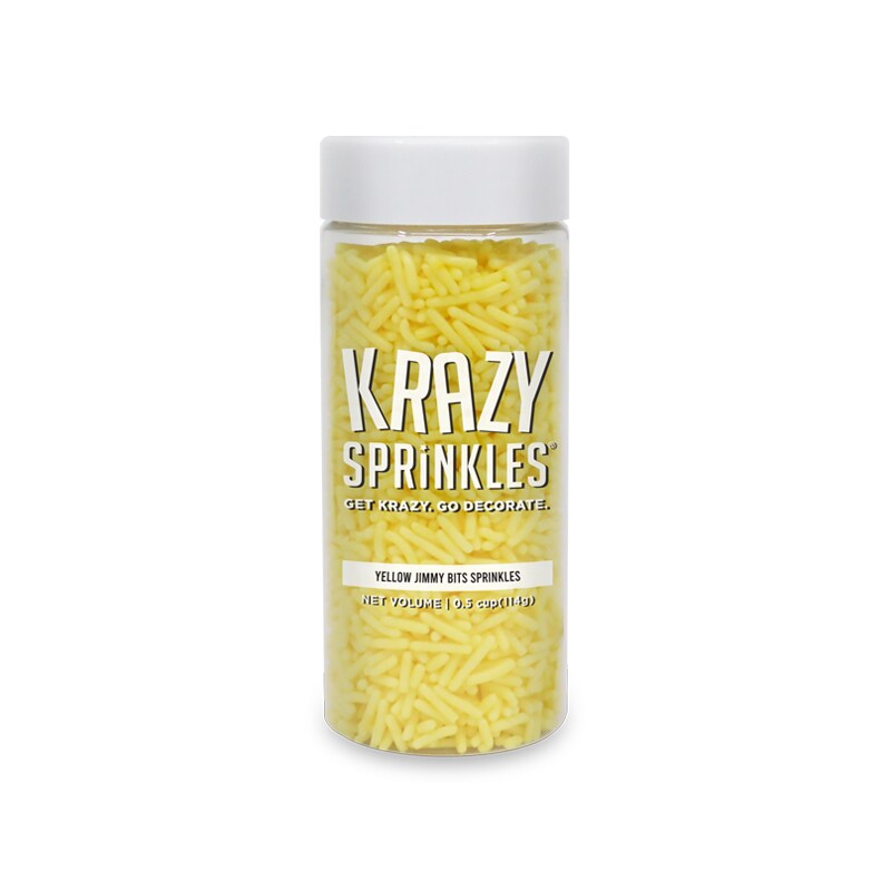 Krazy Sprinkles - Yellow Jimmies (1/2 Cup, 1x Jar) for Cakes, Ice Cream &#x26; Cookies