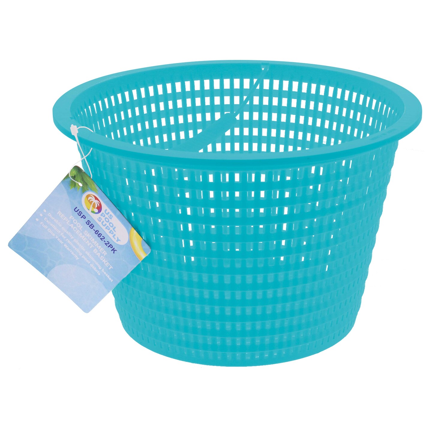 U.S. Pool Supply&#xAE; Swimming Pool Teal Blue Plastic Skimmer Replacement Basket (Set of 2) - Skim Remove Leaves and Debris - 8&#x22; Top, 5.5&#x22; Bottom, 5&#x22; Deep - Not Weighted
