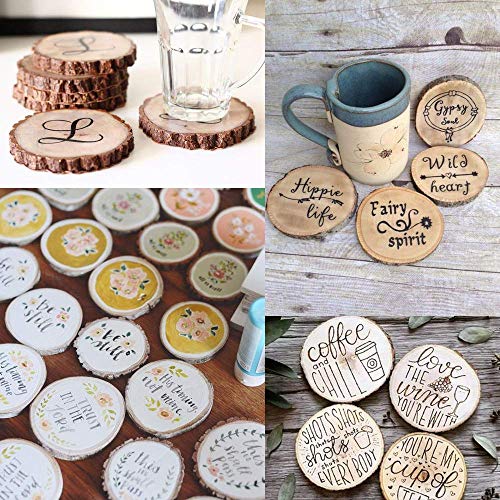 Unfinished Natural Wood Slices with Bark 20 Pcs 3.5-4 inch Craft Wood kit Circles Crafts Christmas Ornaments Rustic Wedding Decoration DIY Crafts for Crafts