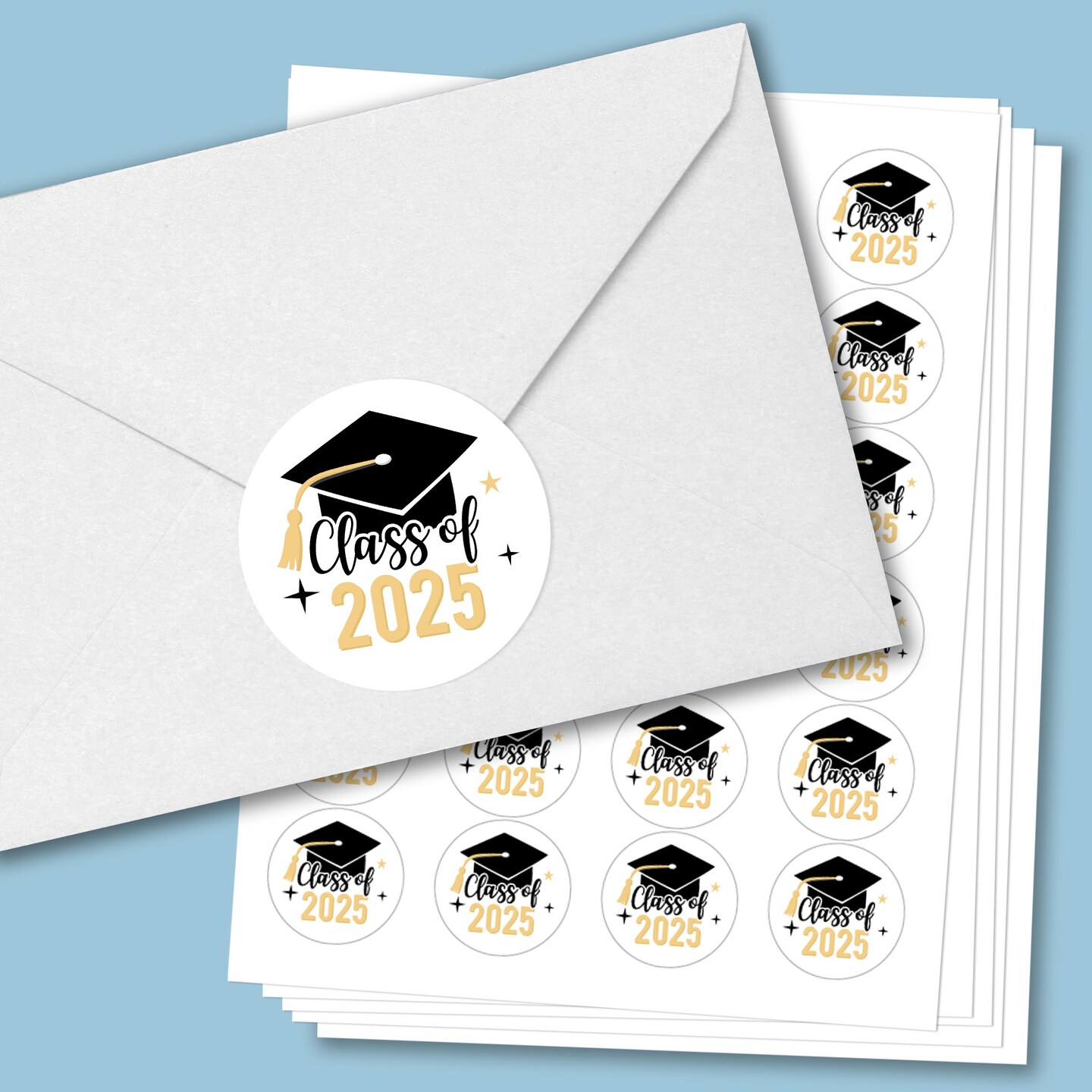 Big Dot of Happiness Class of 2025 Grad Party Envelope Seal Stickers, Round Circle Stickers to Seal Cards, Graduation Envelope Seals - 120 Count