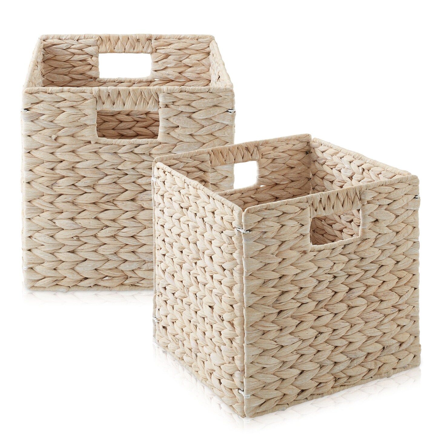Casafield 10.5" x 10.5" Water Hyacinth Storage Basket Sets, Storage Organizers, Woven Wicker Cubes for Bathroom, Bedroom, Laundry, Shelves