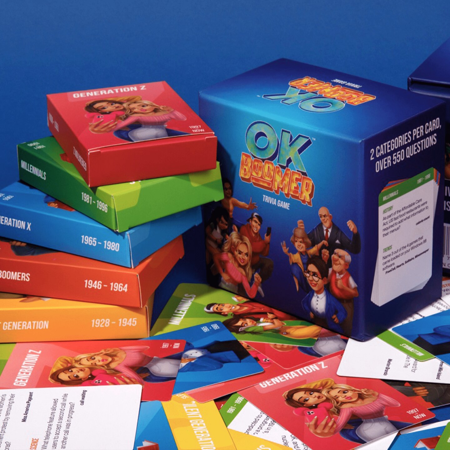QUOKKA OK Boomer Family Games for Kids and Adults - Board Games for Family Night - Trivia Card Games for Adults &#x26; Family Volume ll - Fun Party Millennials vs Boomers Game for All Ages 15+