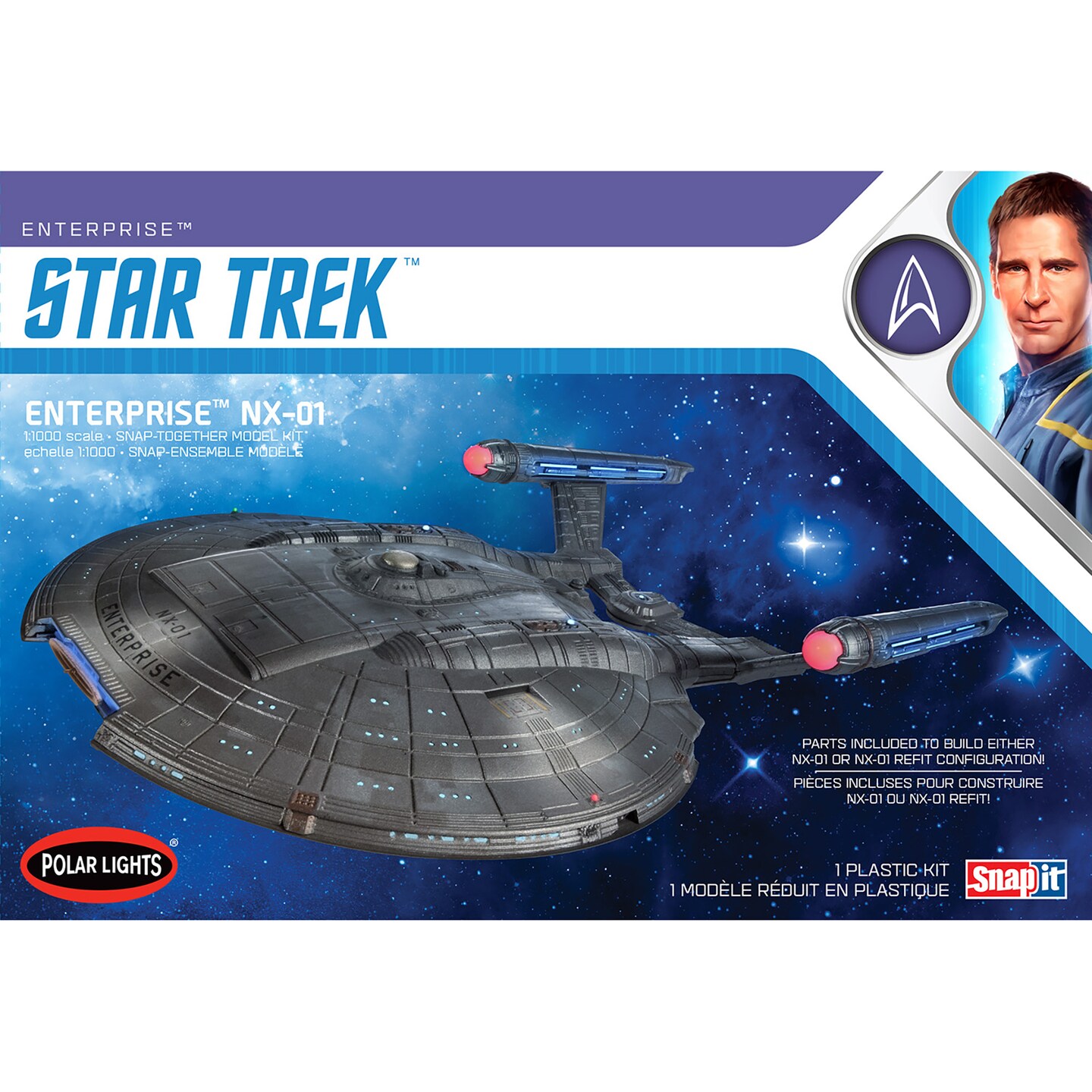Polar Lights: Star Trek NX-01 Enterprise - 1:1000 Scale Model Kit - Snap Assembly, Space Ship Building Kit, Skill Level  2, Age 14+