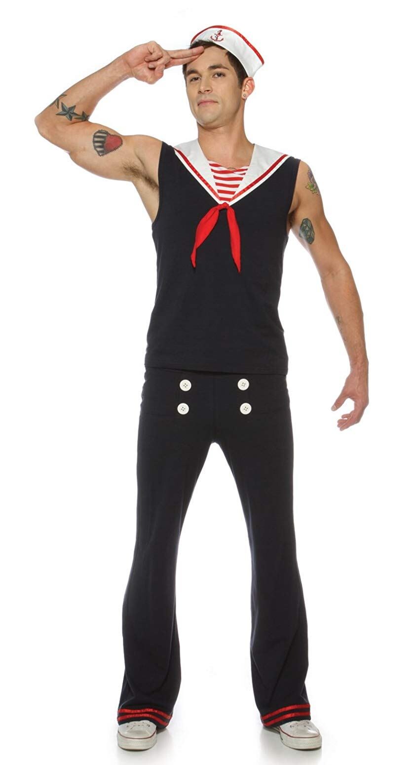 Retro Sailor Costume Mens Deckhand Adult - Medium