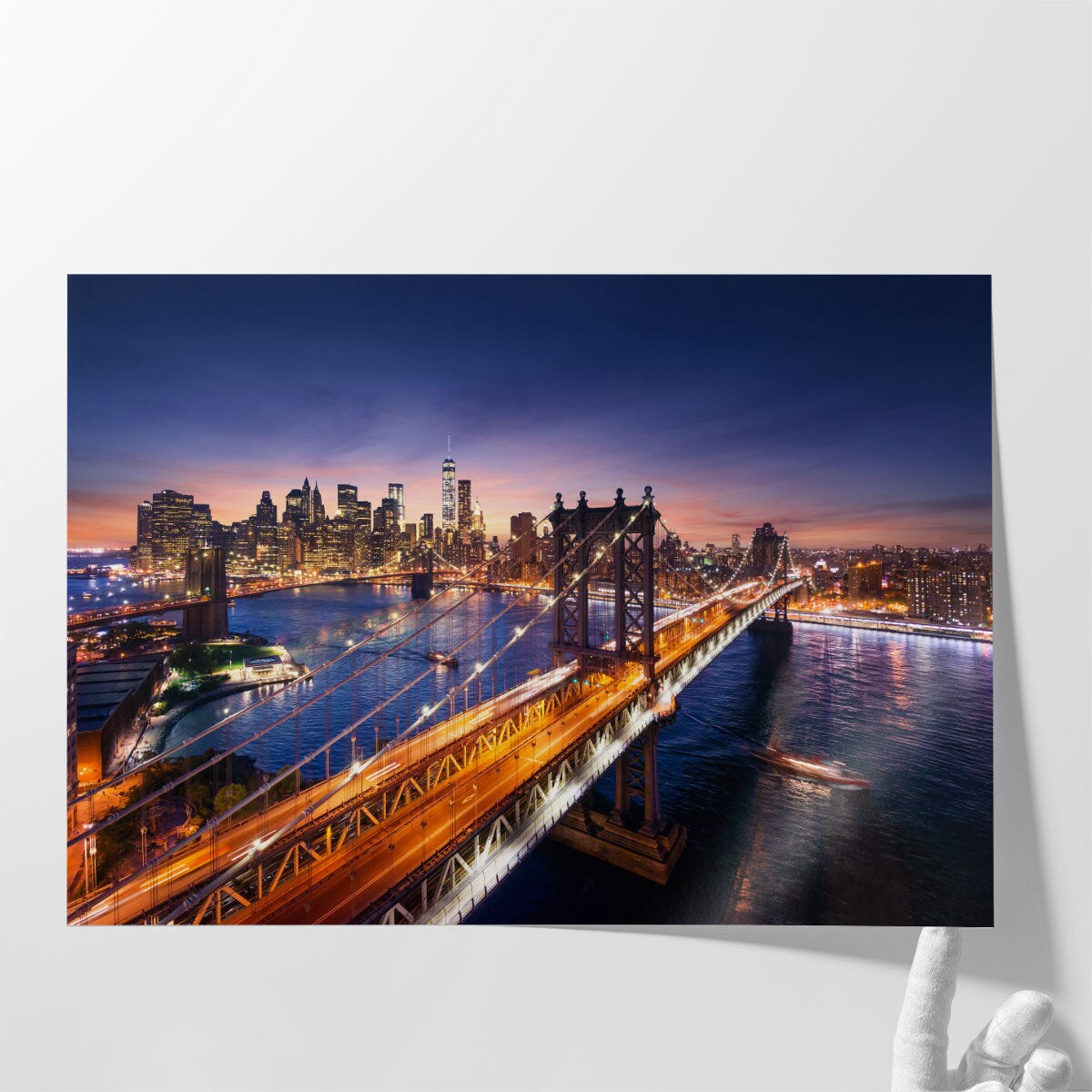 Manhattan Sunset Skyline Canvas Print – Framed Orange and Blue NYC Cityscape Photography Wall Art for Living Room Decor product 3