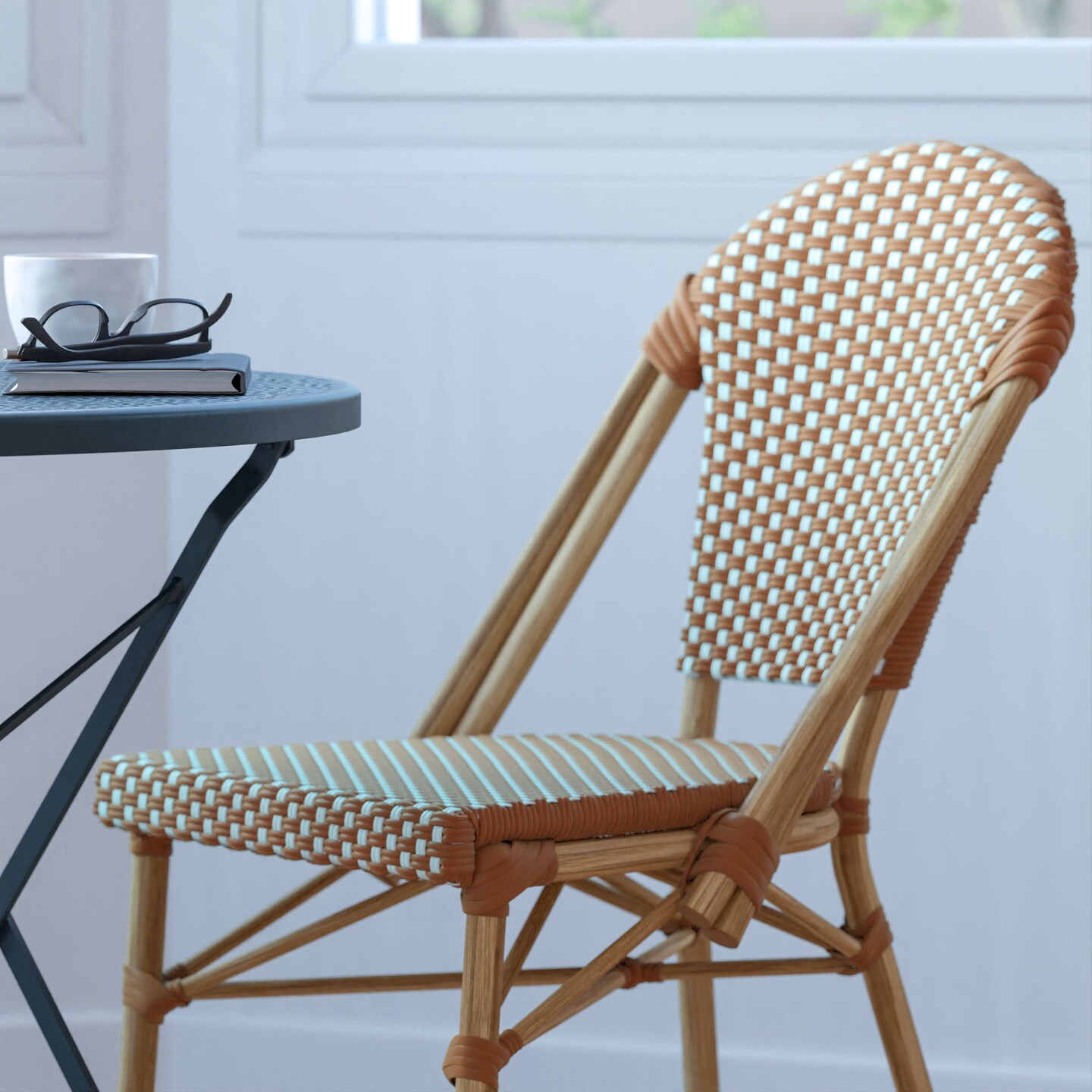 Merrick Lane Celia Indoor/Outdoor Stacking Bistro Chair with Aluminum Frame