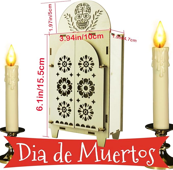 4 Set Dia De Los Muertos Ofrenda Shadow Box, Wooden Day of The Dead Decorations, Altar Ofrenda Supplies