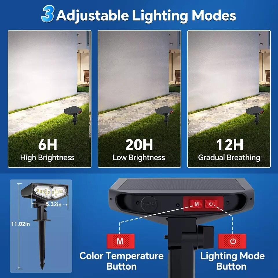 24 LED Solar Spot Lights Outdoor Garden Patio Security Pathway Landscape Lamp