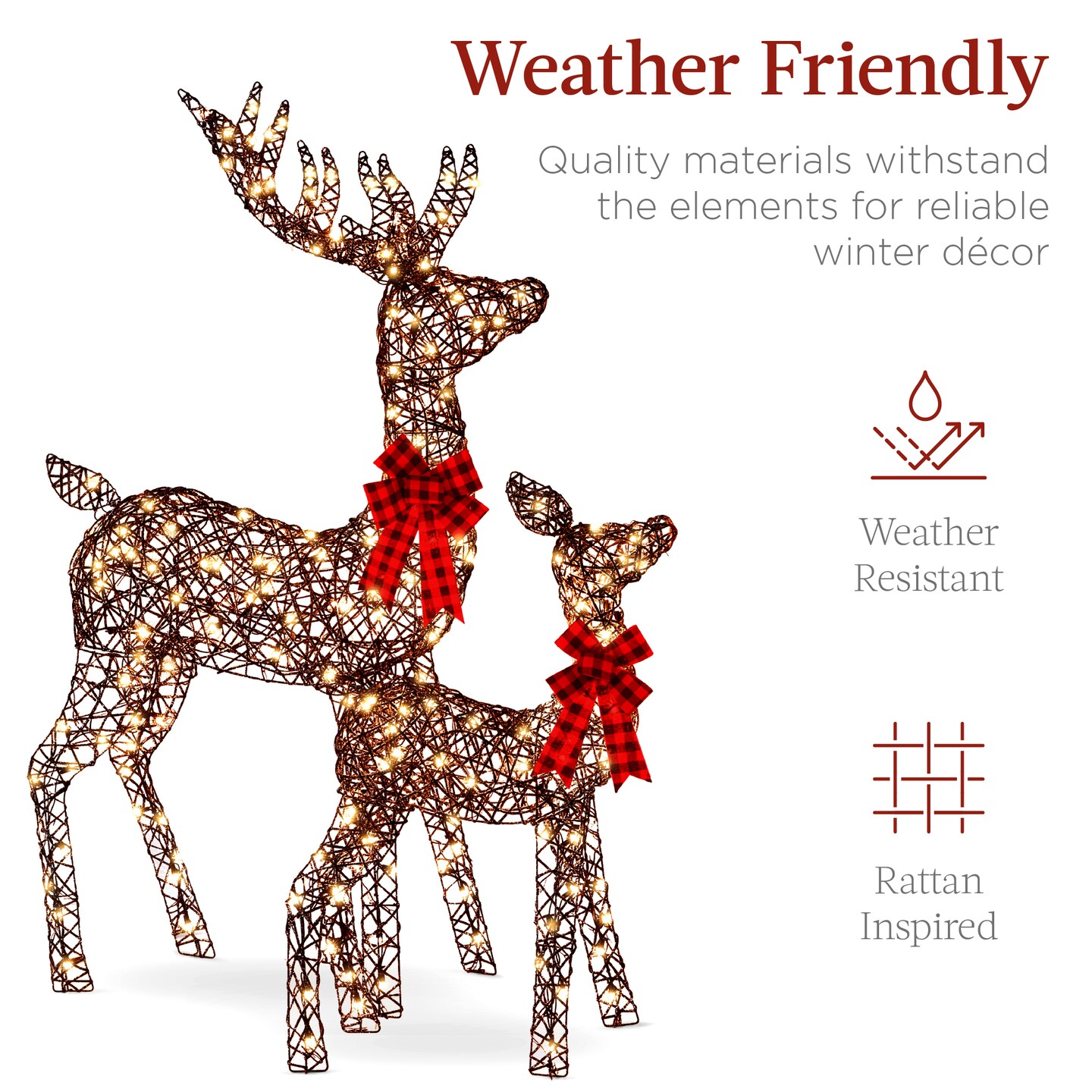 Best Choice Products 6.5ft 3-Piece Lighted Christmas Deer Set Outdoor Yard Decoration with 385 LED Lights, Stakes