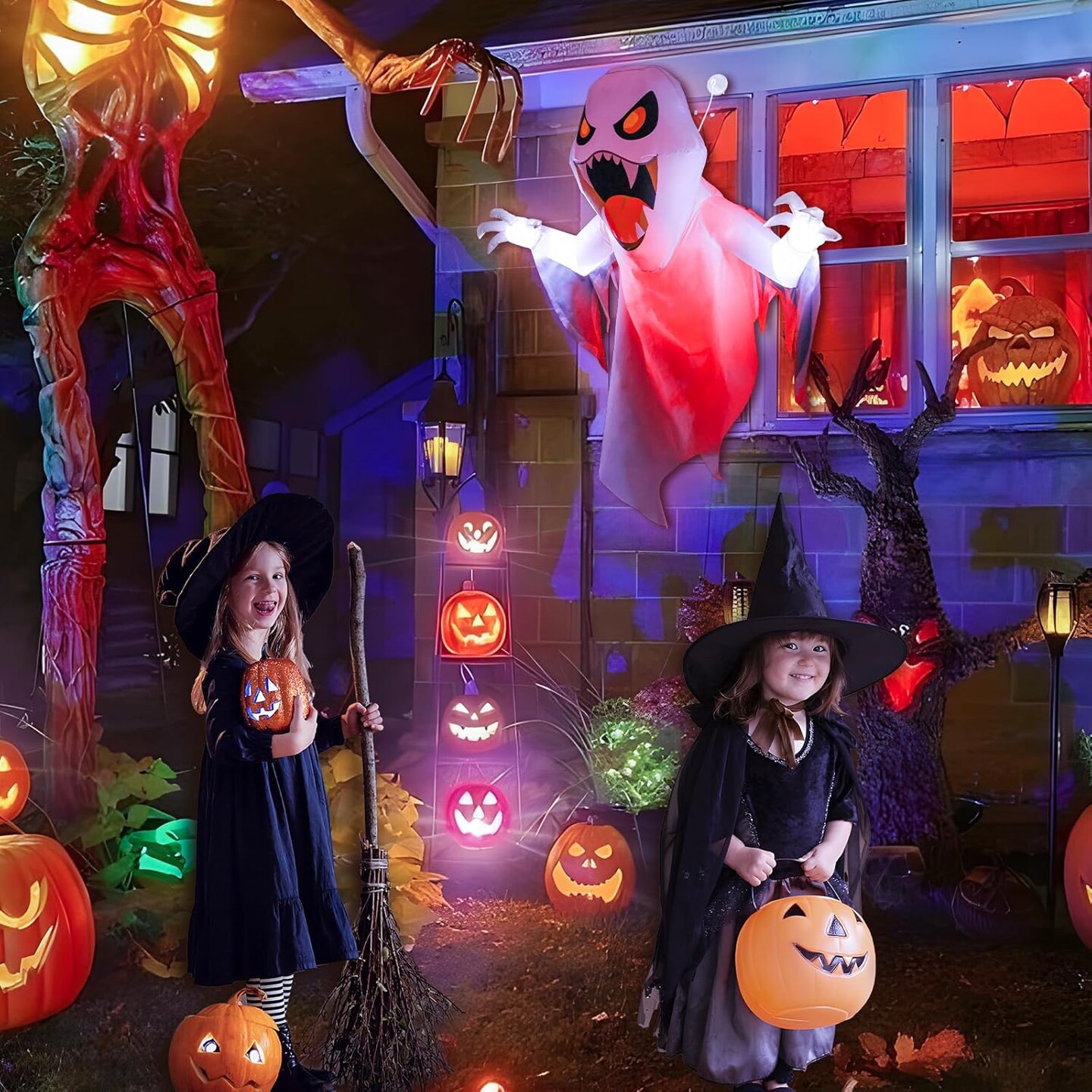 Halloween Inflatable Ghost Broke Out from Window Outdoor Indoor Blow Up Decorations